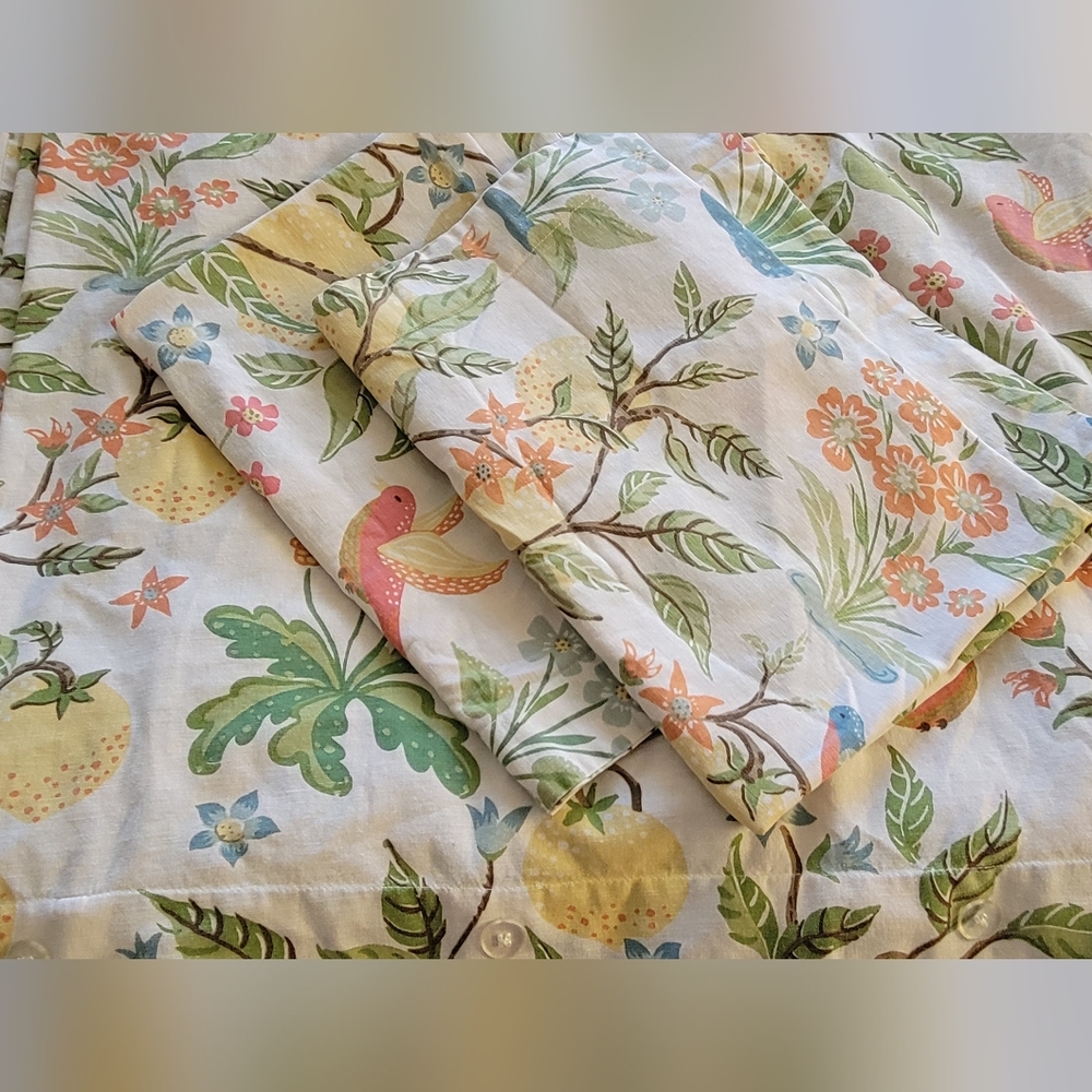 Pottery Barn Cal-King Floral Duvet Cover and Matching Shams